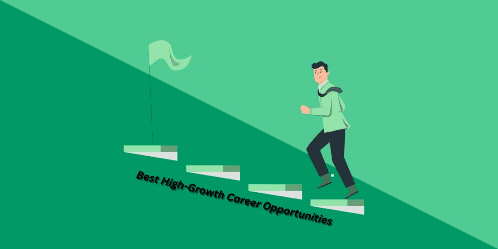 Illustration representing high-growth career opportunities in 2025, showing professionals advancing toward future success across modern industries.
