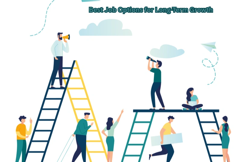 Professionals working in technology, healthcare, finance, and sustainability careers representing long-term job growth