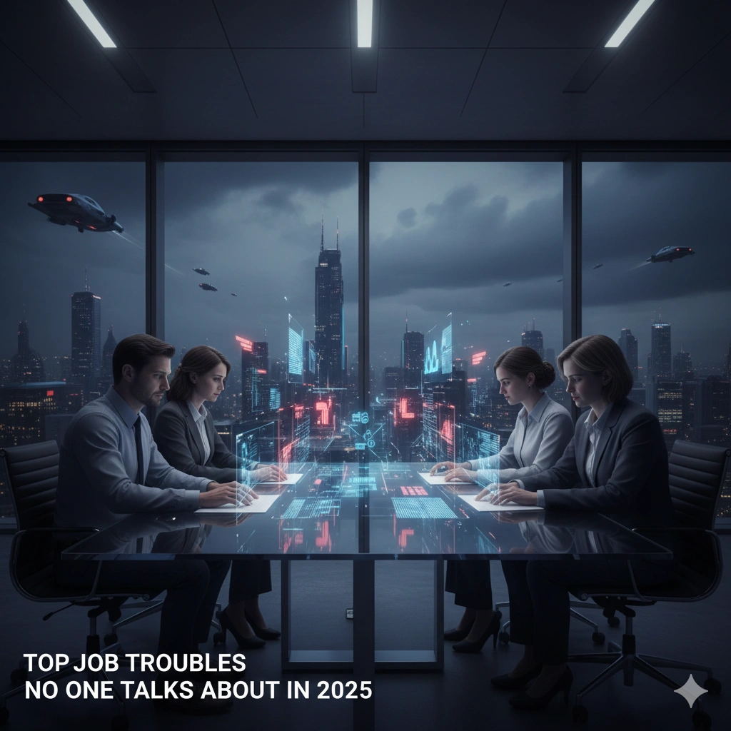 Office employee overwhelmed by workload and career pressure in 2025