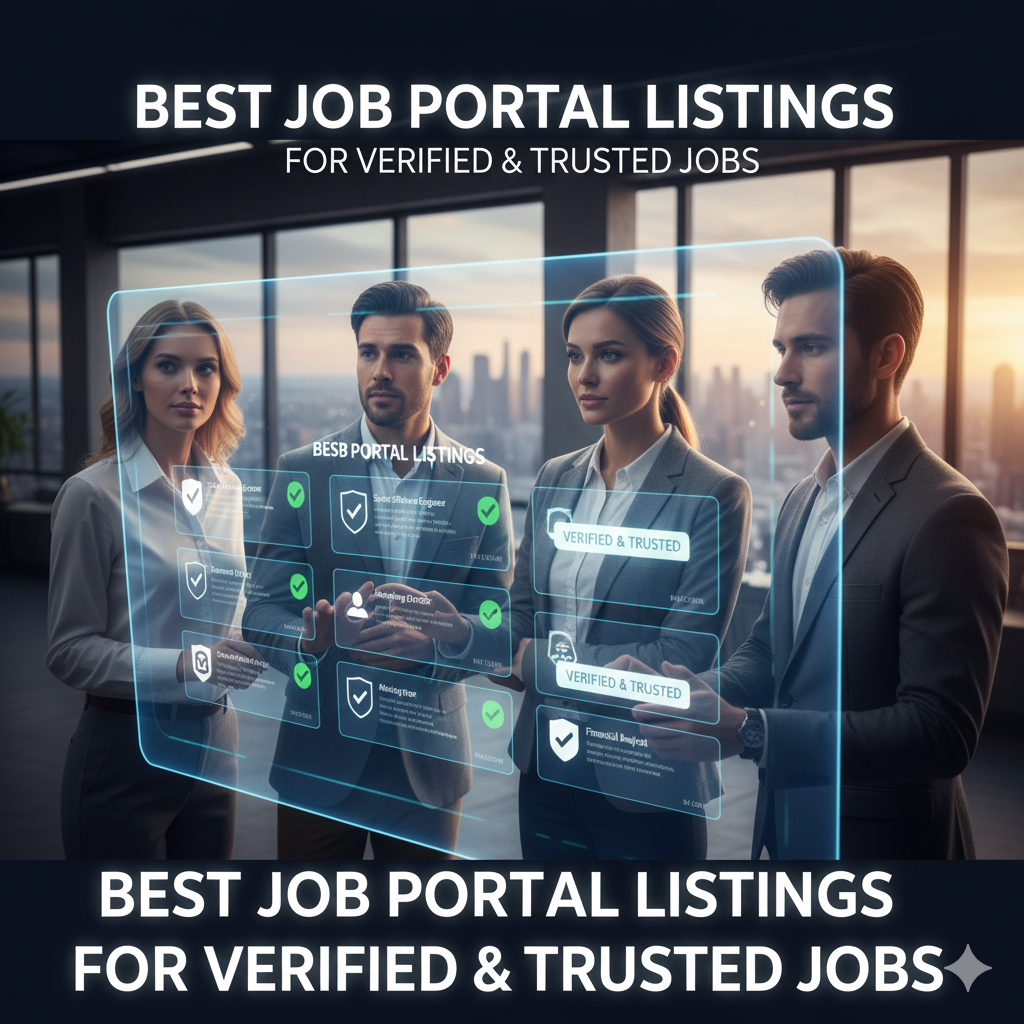 Verified job portal listings showcasing trusted job opportunities with secure hiring and employer verification.