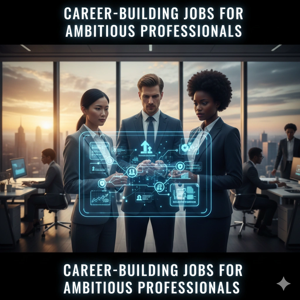 Ambitious professionals pursuing career-building jobs with opportunities for growth, skill development, and advancement.