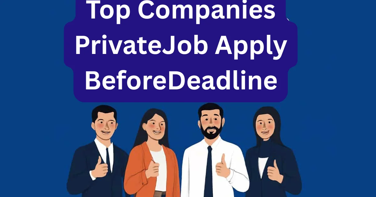 A professional illustration showing multiple job seekers exploring private job opportunities online, with icons of top companies like TCS, Infosys, Wipro, and Accenture, representing 2025 recruitment trends.